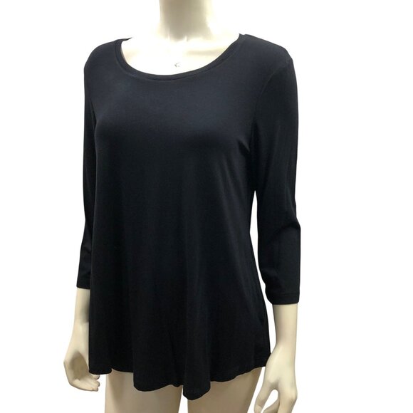 JM Collection Womens Black 3/4 Sleeve Scoop Neck Top Size M NWT - Picture 1 of 6